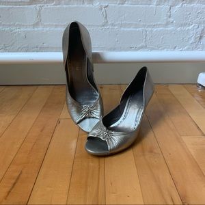 Gianni Bini Silver Peep Toe Heels